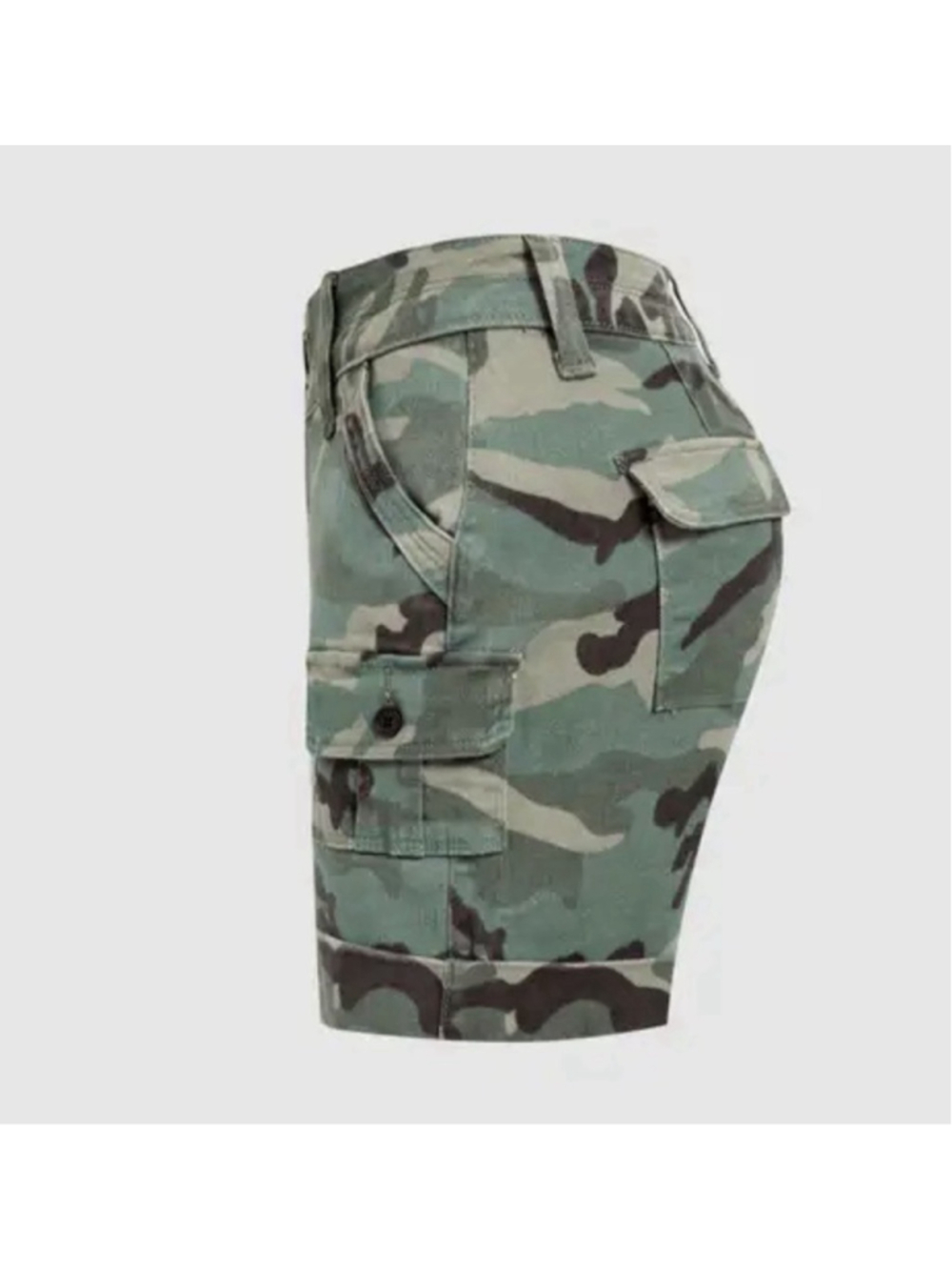 Flamingals Camo Print Roll Hem Flap Pocket Mid Rise Shorts M - Picture 6 of 7
